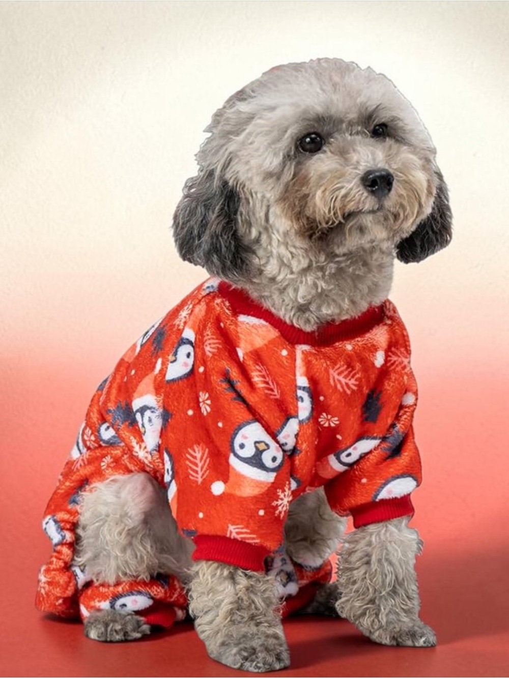 Christmas Dog Pajamas Large Red Penguin Fleece Holiday PJs NWOT